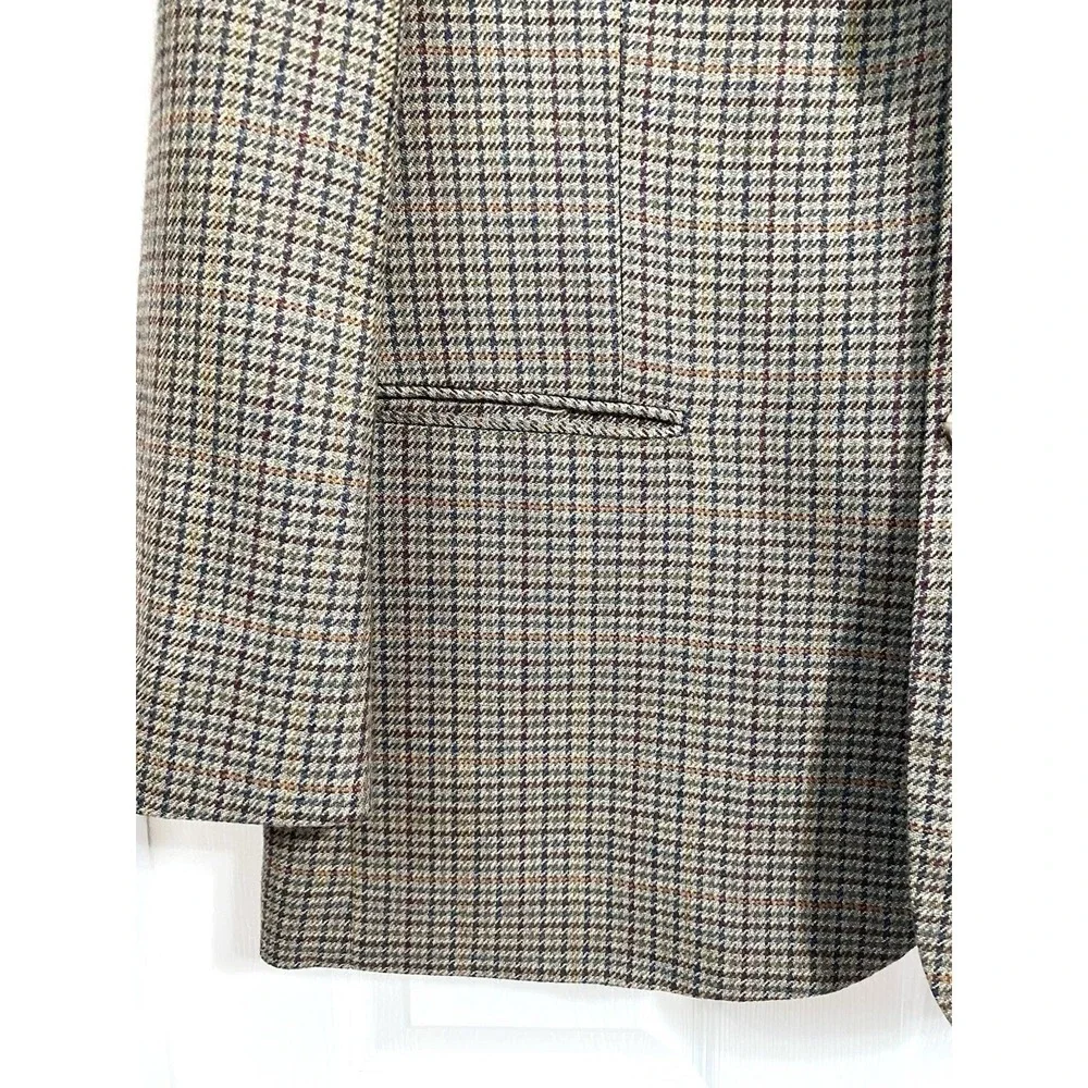 Meeting Street Men46R Blazer Lambswool Cashmere Houndstooth Sport Coat Tan Brown
